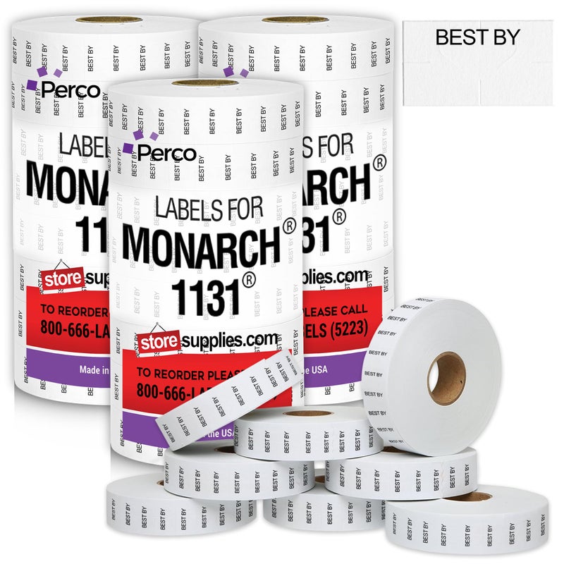 Perco Best by Labels for Monarch 1131 Price Gun - Buy 2 Sleeves Get 1 Free! 24 Rolls, 60,000 Labels - Image 1
